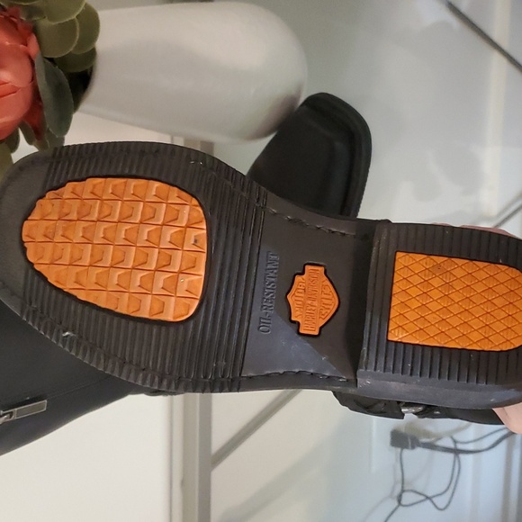 Womens Black Leather Harness Biker Riding Harley Davidson Boots size 8.5M - Picture 4 of 6